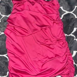 Hot pink scrunched mini skirt worn only once.